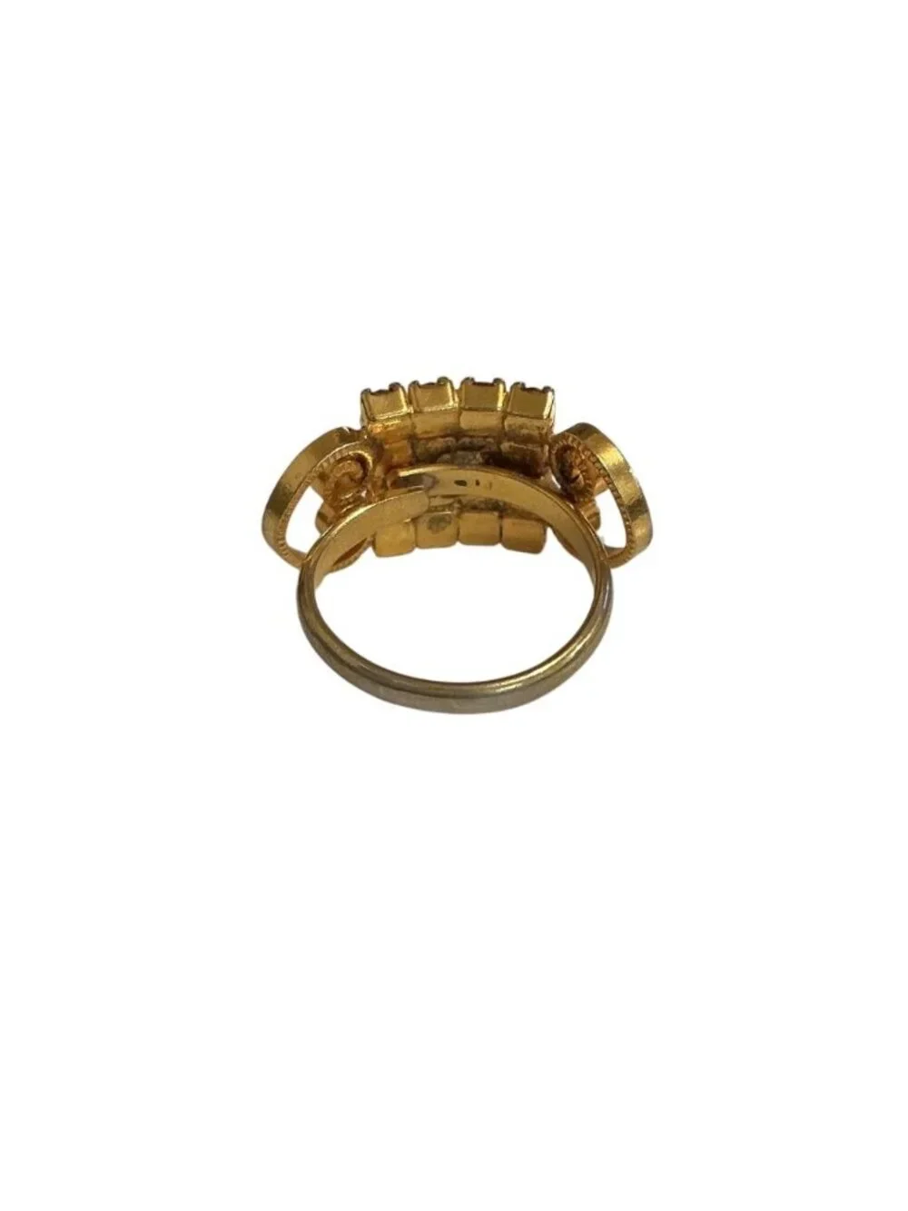 Vintage Gold-Tone Faux Ruby Adjustable Ring Size 7.5 With Starburst Details